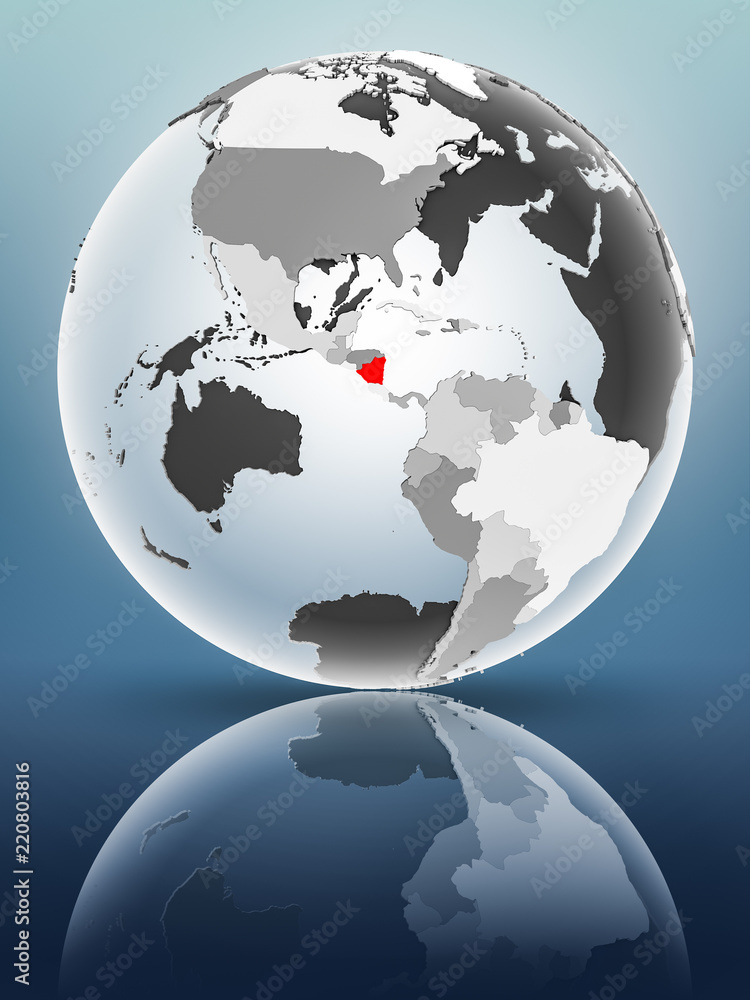 Obraz premium Nicaragua on political globe