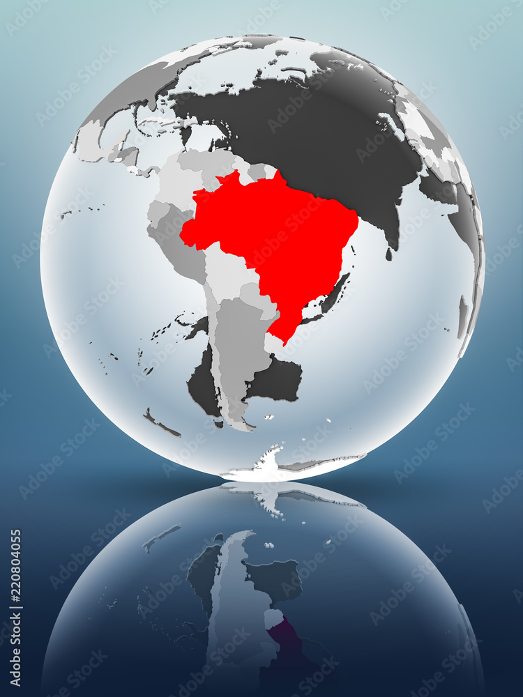 Fototapeta premium Brazil on political globe