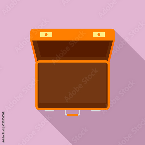 Open suitcase icon. Flat illustration of open suitcase vector icon for web design