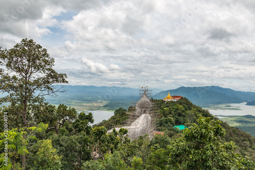 Beautiful temple on the top of mountain with Lake landscape