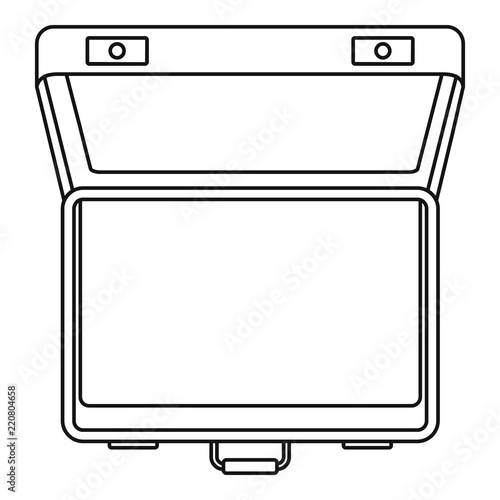 Open suitcase icon. Outline illustration of open suitcase vector icon for web design isolated on white background