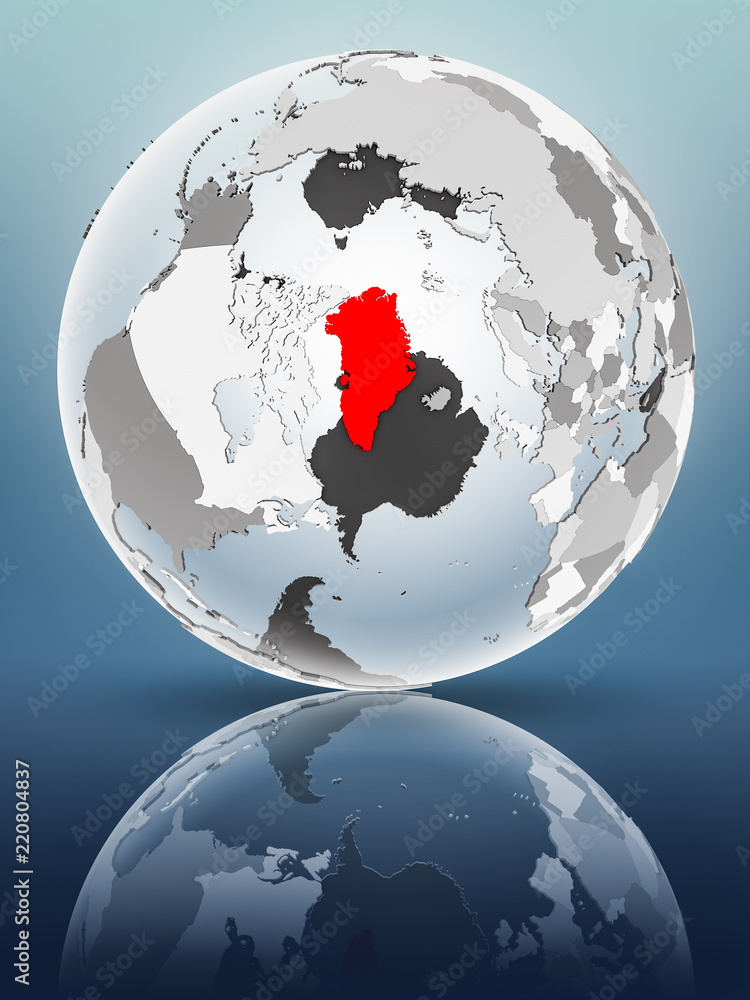Obraz premium Greenland on political globe