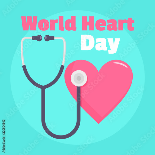 Medical world heart day background. Flat illustration of medical world heart day vector background for web design