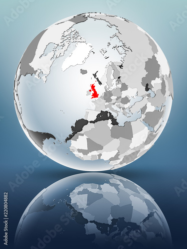 United Kingdom on political globe