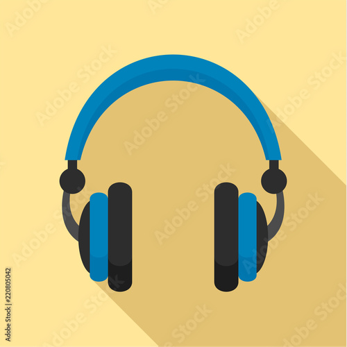 Retro headphones icon. Flat illustration of retro headphones vector icon for web design