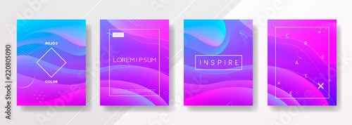 Abstract Fluid creative templates, cards, color covers set. Geometric design, liquids, shapes. Trendy vector collection. Pastel and neon design, geometric fluid graphic shape, in vector background.