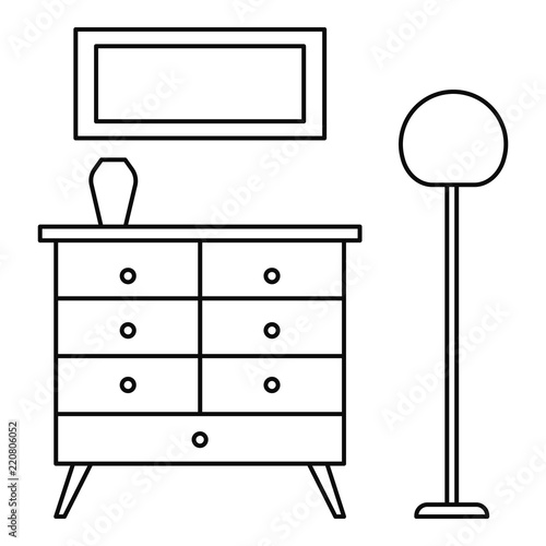 Room clothes drawer icon. Outline illustration of room clothes drawer vector icon for web design isolated on white background