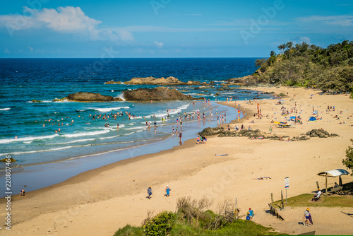 People swimming at Town beach in Port Macquarie, Australia photo