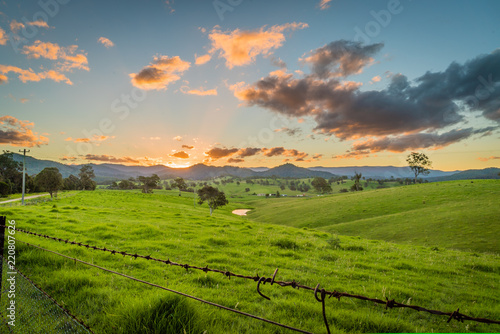 Sunset over the mountains in New South Wales, Cobargo