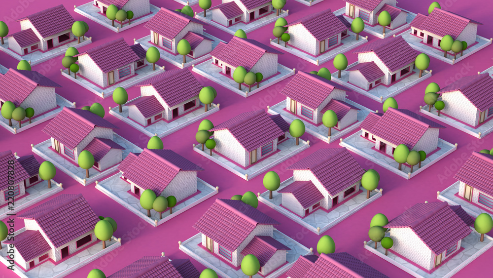 Obraz premium Cottage village. 3d illustration, 3d rendering.