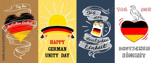 Deutschen einheit banner set. Hand drawn illustration of deutschen einheit vector banner set for web design photo