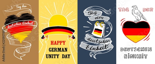 Deutschen einheit banner set. Hand drawn illustration of deutschen einheit vector banner set for web design