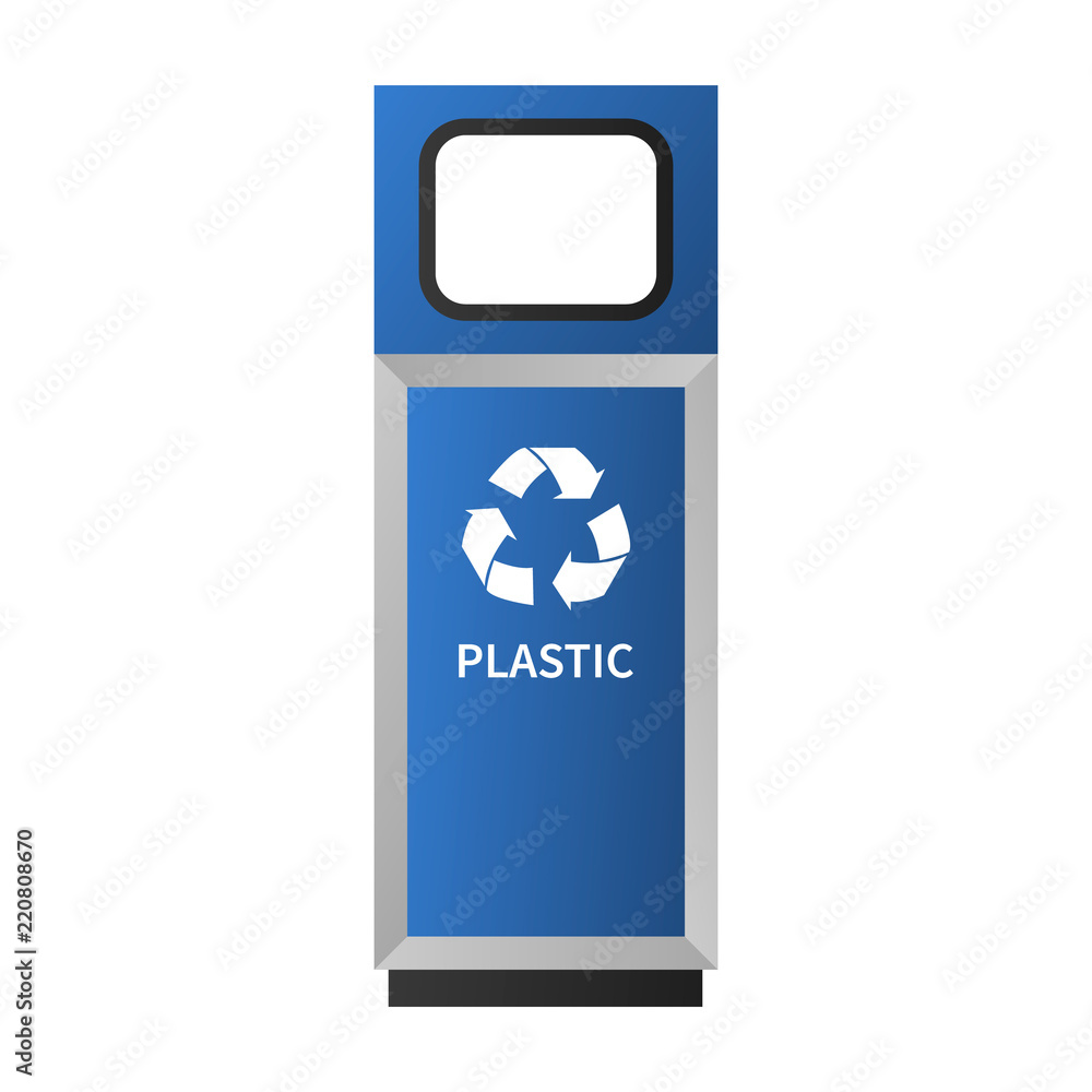 Plastic garbage bin mockup. Realistic illustration of plastic garbage bin vector mockup for web design isolated on white background Plastic garbage bin mockup. Realistic illustration of plastic garbage bin vector mockup for web design isolated on white background
