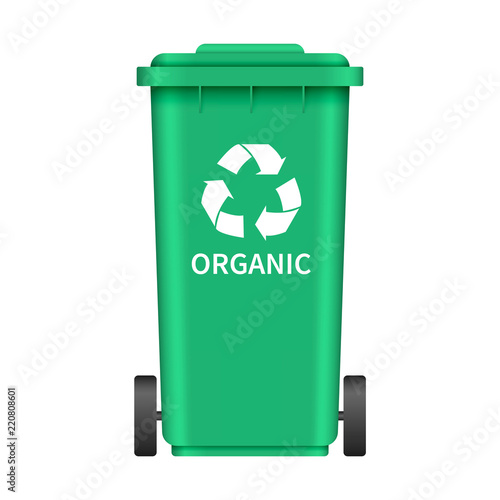Organic garbage box mockup. Realistic illustration of organic garbage box vector mockup for web design isolated on white background