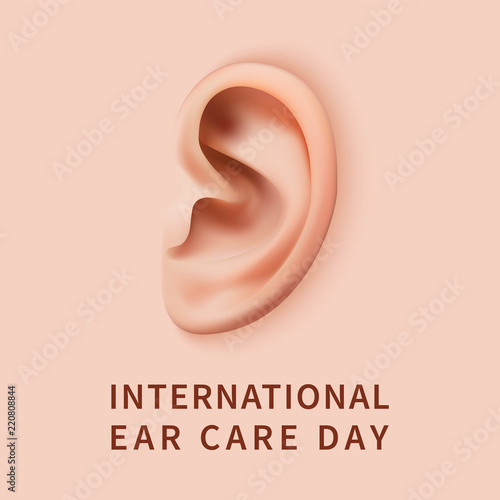 Ear care day concept background. Realistic illustration of ear care day vector concept background for web design
