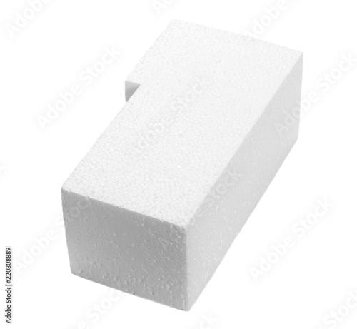 Styrofoam cube isolated on white background, with clipping path