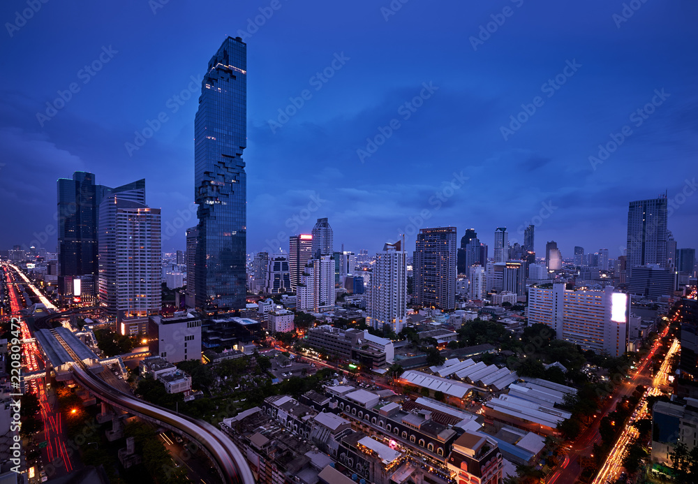 Fototapeta premium night twilight urban cityscape in metropolis