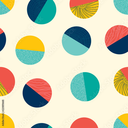 Vector seamless pattern with colorful polka dots. Sea motif.