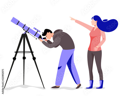 Man with telescope in search of a star