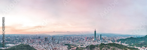 Skyline of taipei city in downtown Taipei, Taiwan.