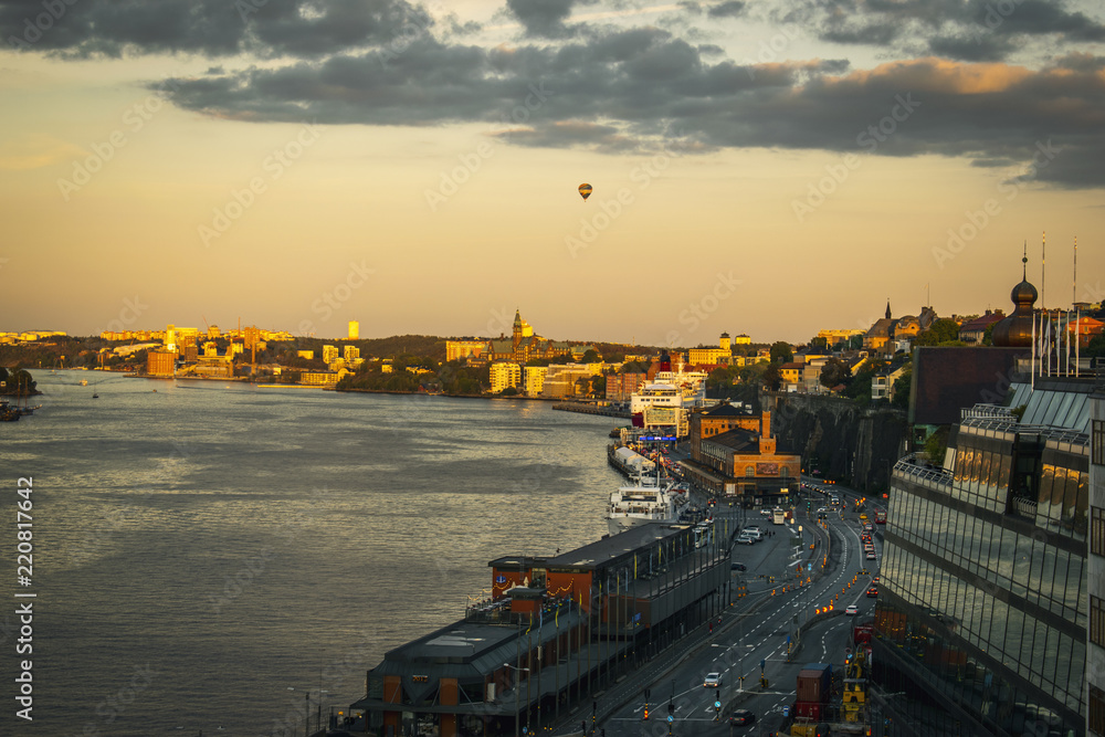 Stockholm skyline and old town (Gamla Stan) , Old houses, buildings and streets