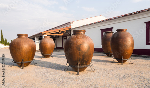 Huge clay wine containers in Alentejo region, Portugal photo