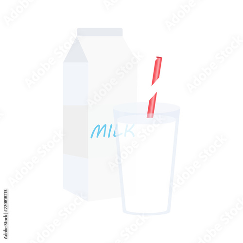 Illustration isolated on a background. Glass milk vector icon.