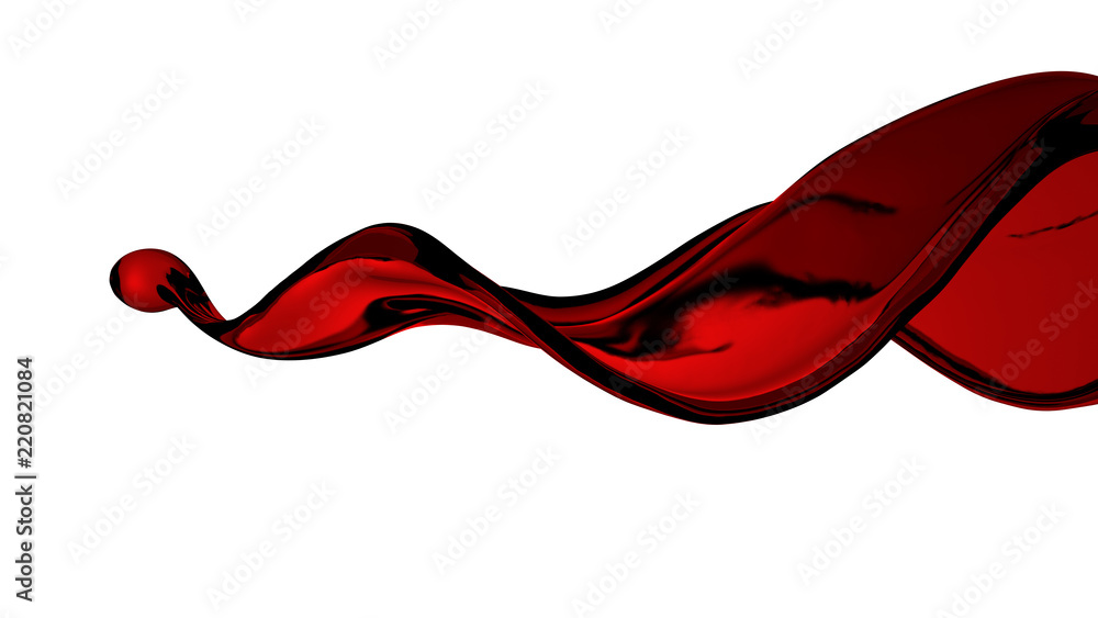 A beautiful, elegant splash of red liquid..3d illustration, 3d rendering. A beautiful, elegant splash of red liquid..3d illustration, 3d rendering.