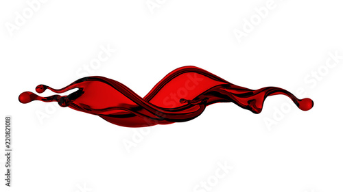 A beautiful, elegant splash of red liquid..3d illustration, 3d rendering.