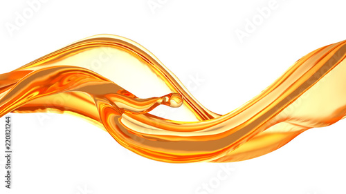 A beautiful, elegant splash of orange juice..3d illustration, 3d rendering.