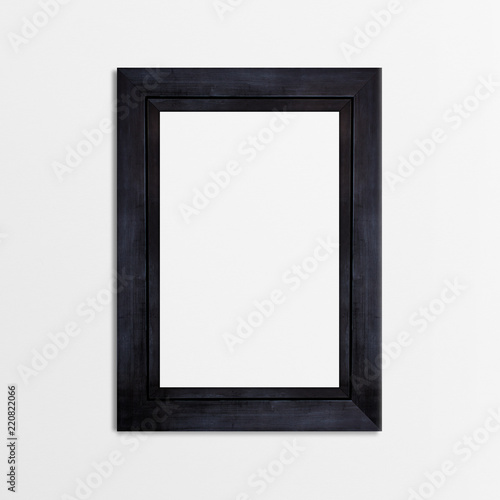 Black wood frame isolated on white background. Object with clipping path