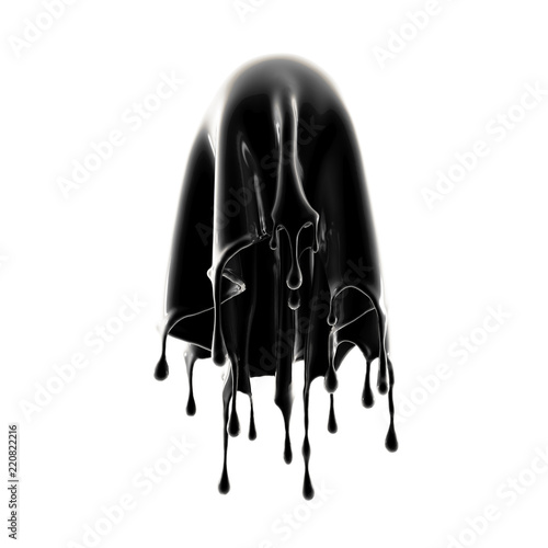 Splash of black liquid. 3d ...