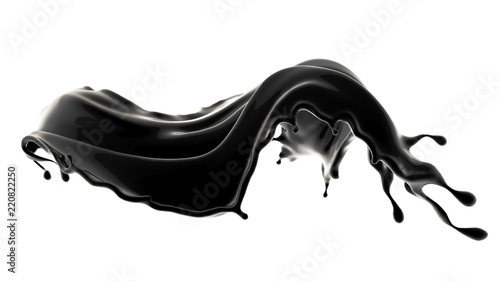 Splash of black liquid. 3d illustration  3d rendering.