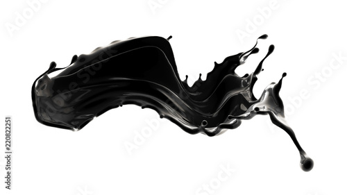 Splash of black liquid. 3d illustration, 3d rendering.