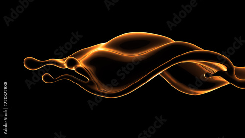 Black background with splash of liquid. 3d illustration, 3d rendering.