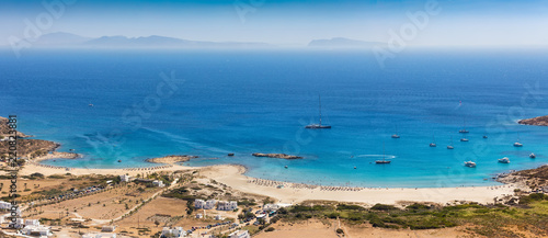 Quadro su tela Panoramablick auf den berühmten Manganari Strand auf Ios, Kykladen, Griechenland