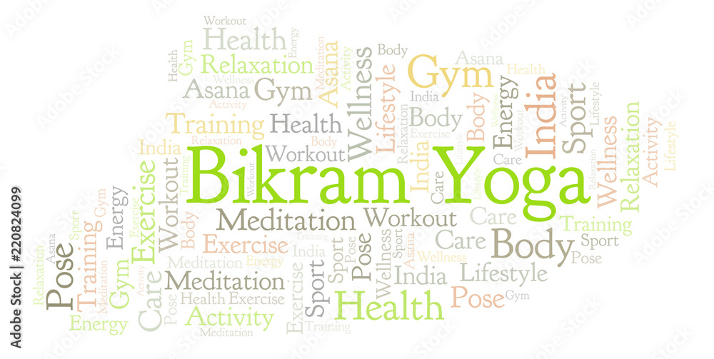 Obraz premium Bikram Yoga word cloud.