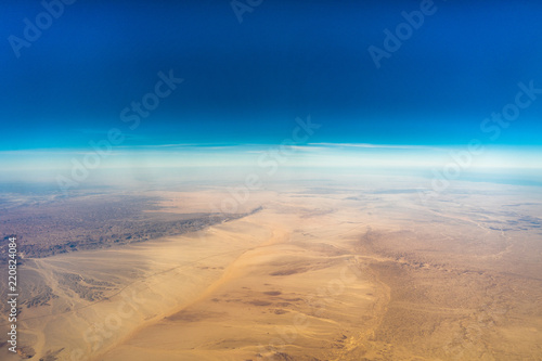 Egypt view from the airplane desert mountains.