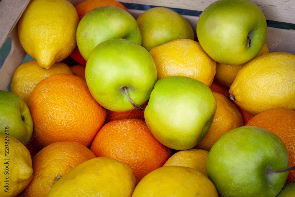 Bright fruit in a box.