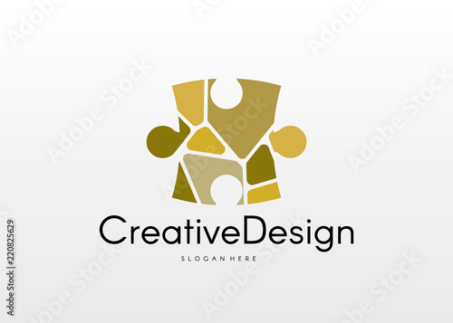 Puzzle Logo. Easy to edit change size, color, and text