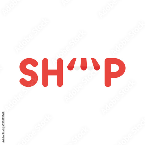 Vector icon concept of shop word with awning