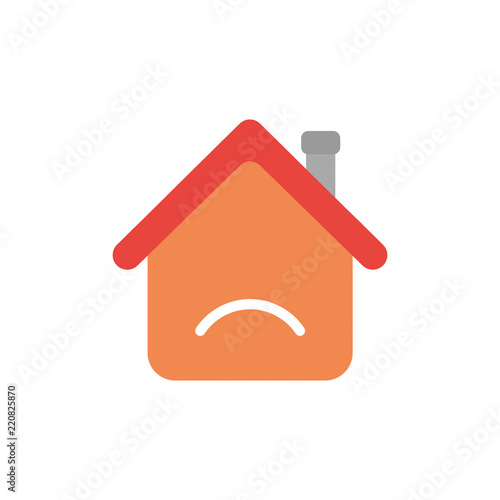 Vector icon concept of house with sulking mouth