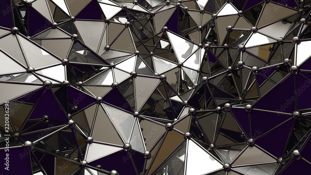 Metallic black background with triangles and crystals. 3d illustration, 3d rendering. Metallic black background with triangles and crystals. 3d illustration, 3d rendering.