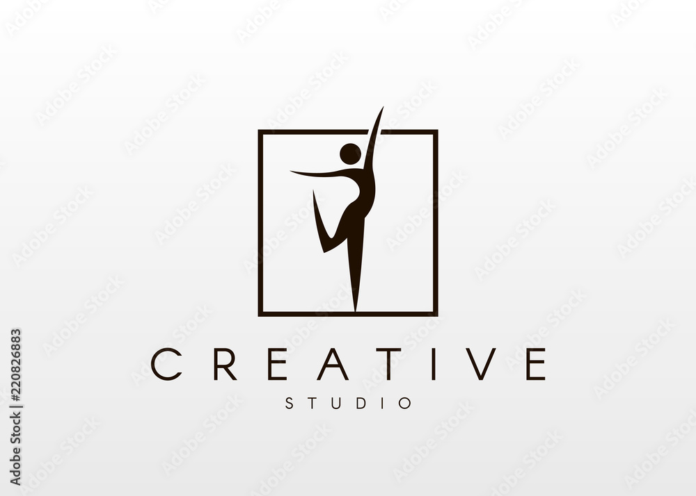 Dance Studio Logo Design Vector Body Shape Logo Dance Icon Concept Stock ベクター Adobe Stock