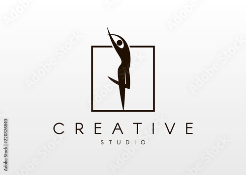 Dance studio logo design. Vector body shape logo. Dance icon concept.