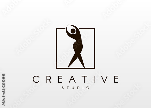 Dance studio logo design. Vector body shape logo. Dance icon concept.