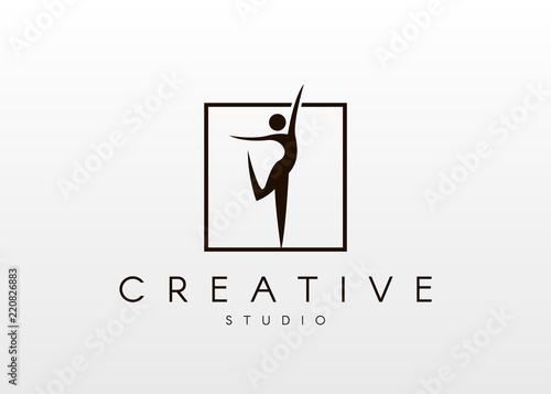 Dance studio logo design. Vector body shape logo. Dance icon concept.