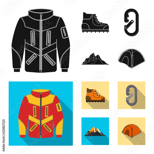 Vector design of alpinism and peak logo. Set of alpinism and camp vector icon for stock.