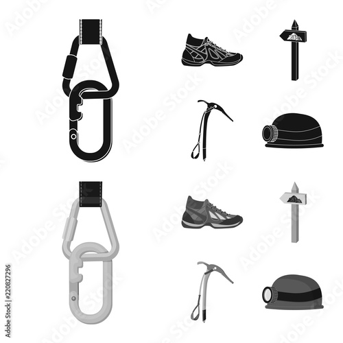 Vector design of alpinism and peak sign. Set of alpinism and camp vector icon for stock.