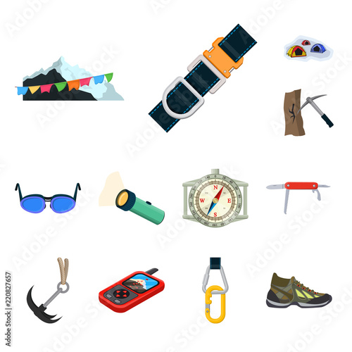 Vector design of alpinism and peak logo. Collection of alpinism and camp vector icon for stock.